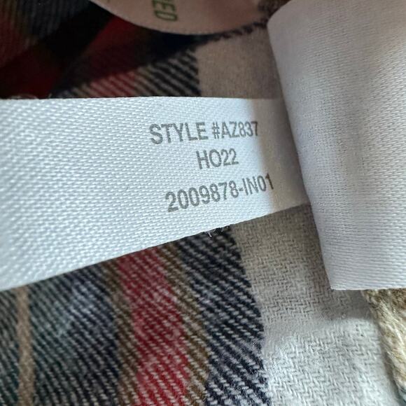 J. Crew Flannel Button Down Size L Red and Blue Plaid Long Sleeve - Picture 5 of 7